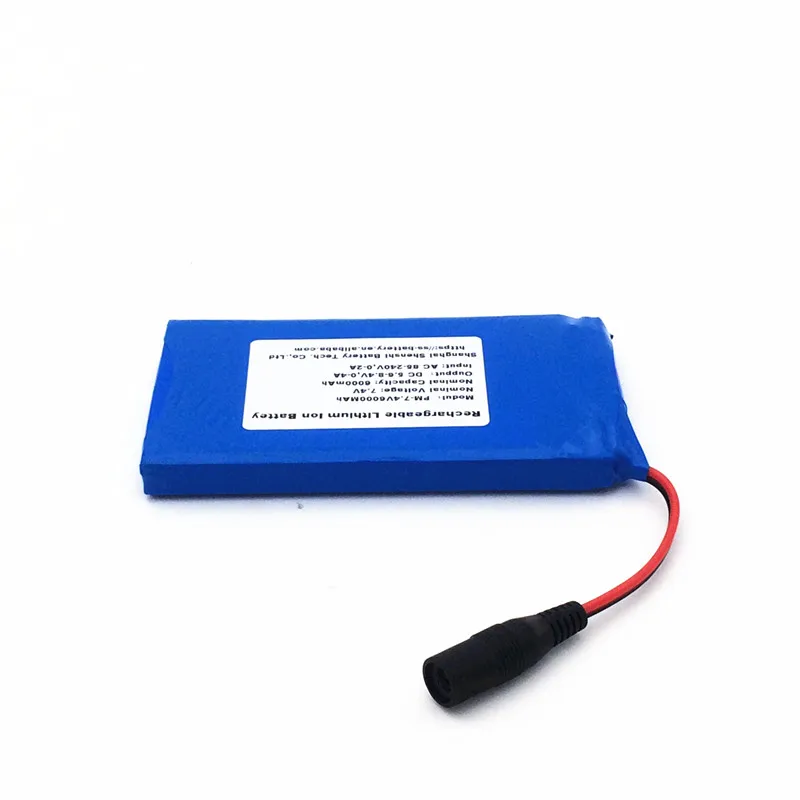 rechargeable li-ion portable dvd player battery 7.4v 6000mah