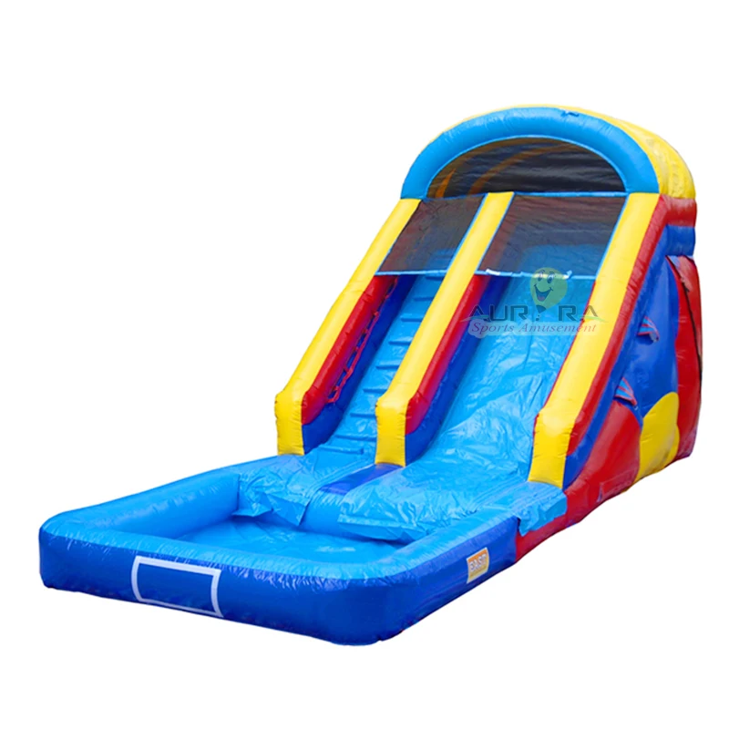 Трехполосные надувные водные горки с дельфином, дешевые надувные водные горки с бассейном