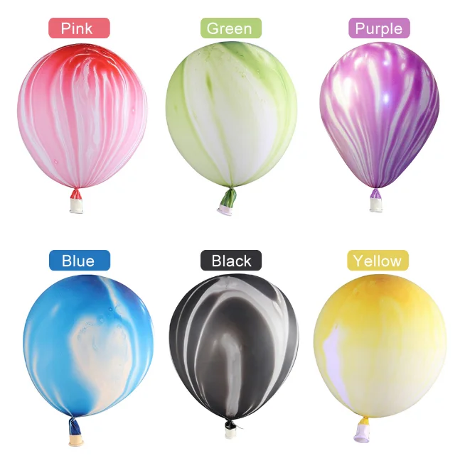 100Pcs 12inch Wedding Decoration Colorful Latex Agate Marble Balloons for Baby Shower Birthday Party Decor Supplies Kids Toys