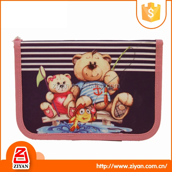 
Good quality customized large pvc plastic drawing 3 compartment pencil case 