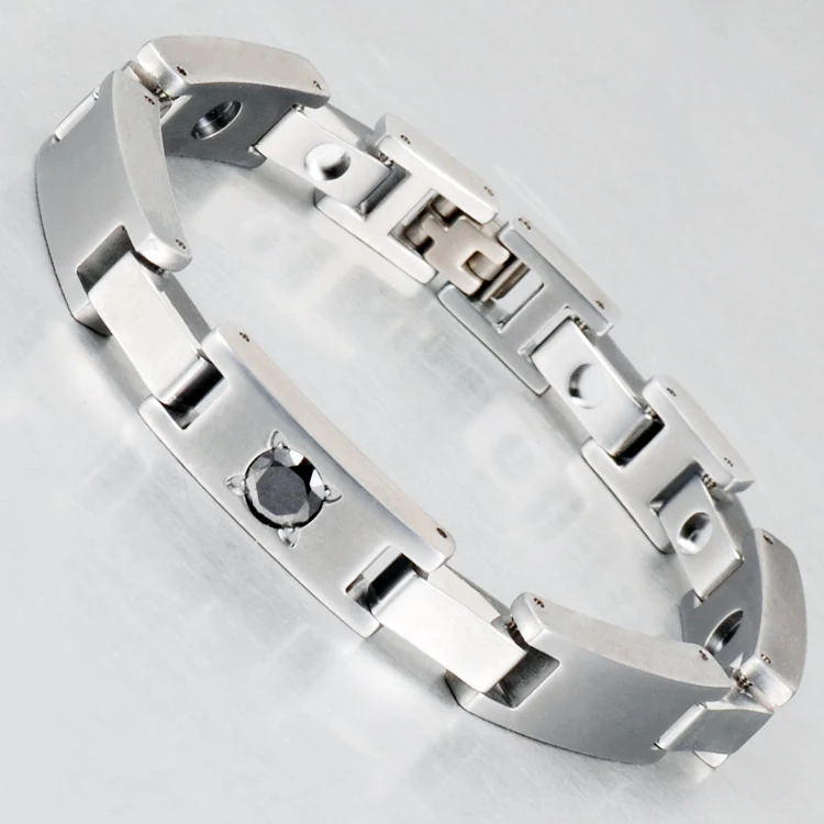Energinox Wholesale 99.999% Pure Germanium Magnetic Anti-scratch Titanium Bracelet With Black Onyx Stone For Couples