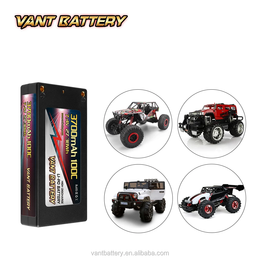 Vant 2S Lipo Battery 7.4V 3700mah 100C LCG Hard Case with Deans Plug for RC Truck/ Airplane /Drone /FPV /Racing