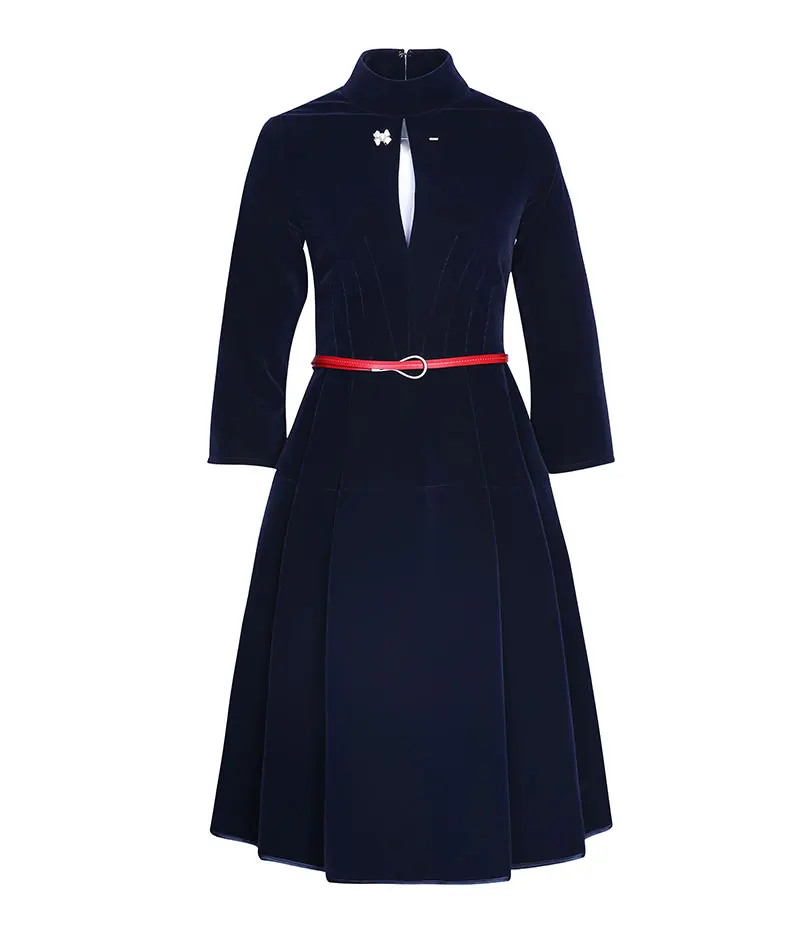 Maxnegio Classy Women Dress Beaded Flapper Dress V-Neck Office Velvet Dress