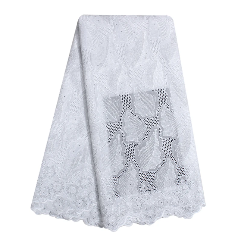 Hot Selling Machine Grade 100% Cotton Royal Blue Swiss Voile Lace Fabric With Rhinestone 2017