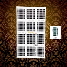 1PC Free Shipping Checked Pattern Nail Gel UV Polish Decal Template Guides HWJ208 Nail Stencil Manicure
