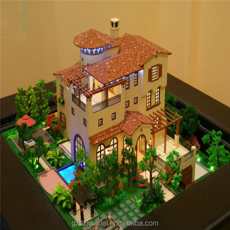 beautiful villa architectural model design ,3D rendering miniatures