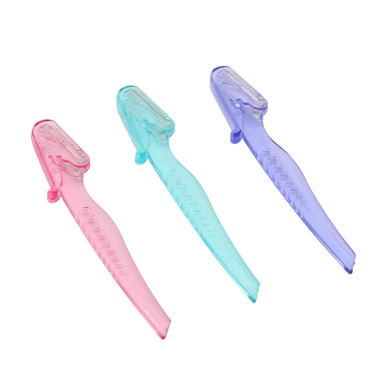 Customized makeup tools Promotional manufactures shaver eyebrow razor with plastic handle