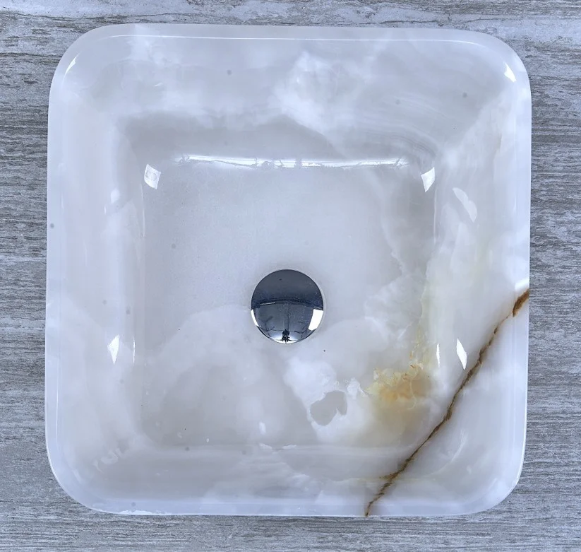 Square White Onyx Bathroom Wash Basin