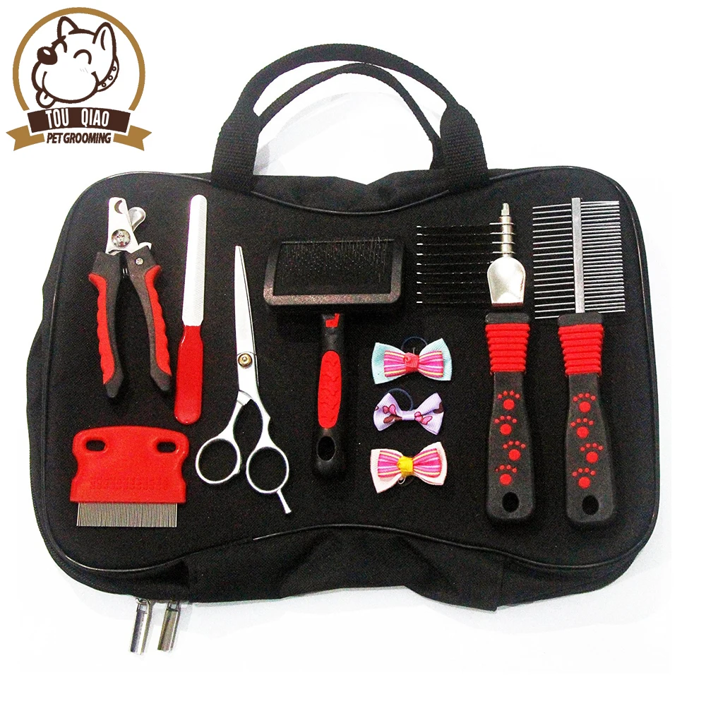 7-Piece Home Pet Grooming Kit with Double-Sided Brush,Flea Comb,Nail Trimmer,Undercoat Rake,Massage Mitt