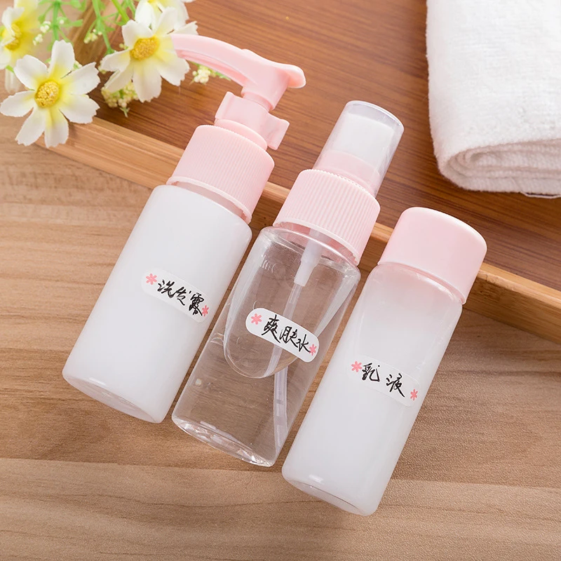 Customized Oem Plastic Leak-Proof Toiletry Containers Kit Empty Bottles Tube Refillable Portable Travel Bottle Set for Cosmetic