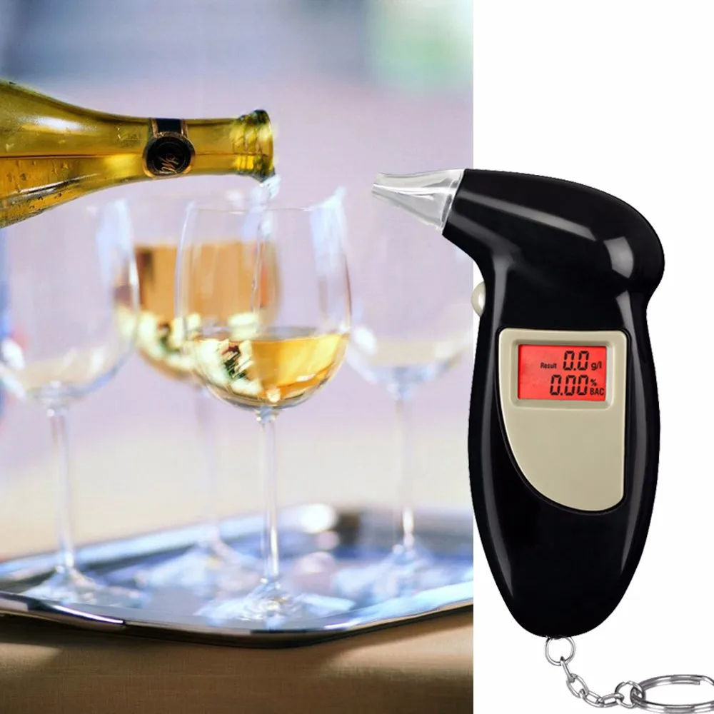 LCD  Display Keychain  Breath Analyzer Digital Breathalyzer Alcohol Tester AT-68s