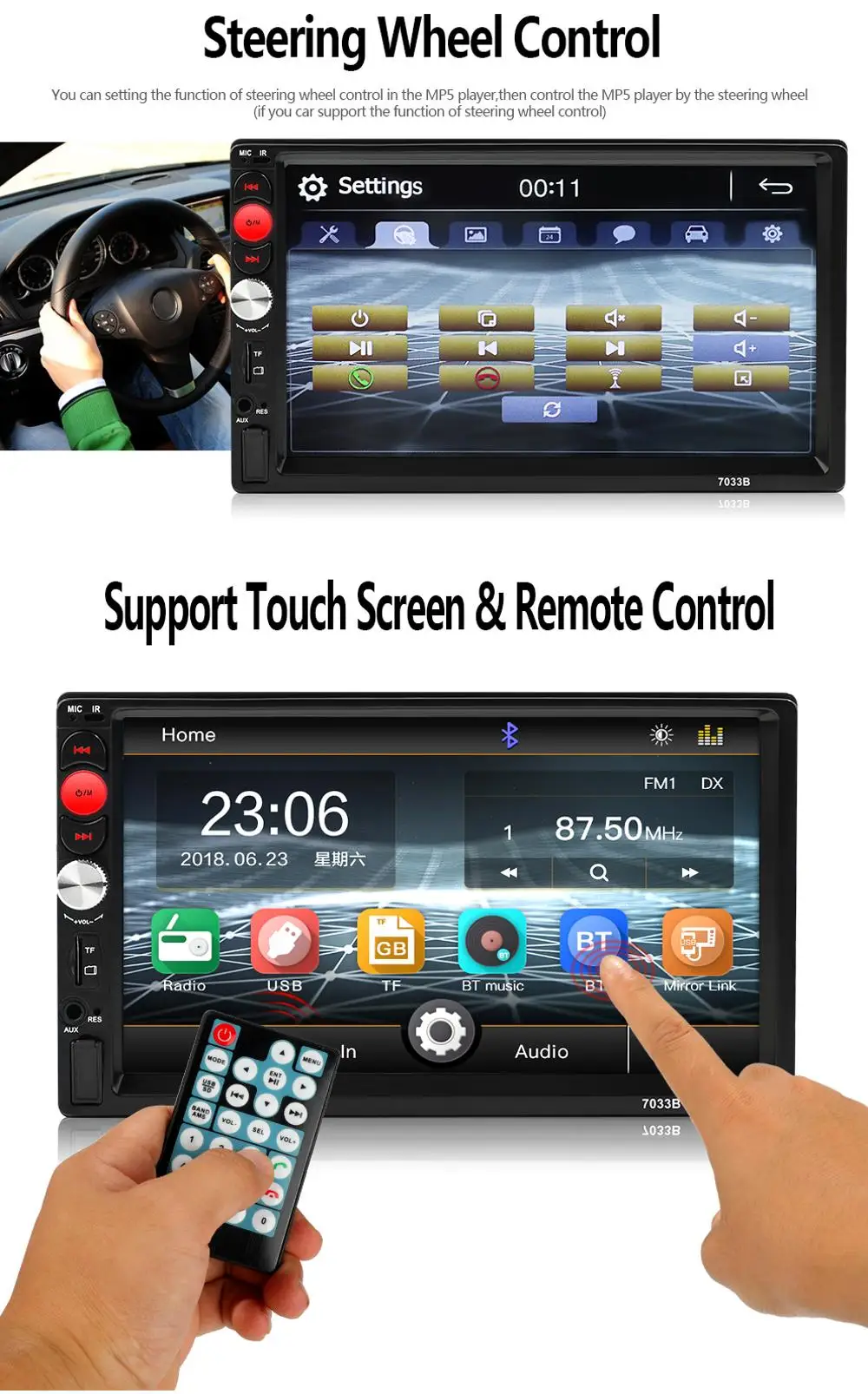 Бесплатная доставка, умная Автомобильная магнитола с сенсорным экраном 7 дюймов, новый автомобильный аудиоплеер MP5, руководство пользователя