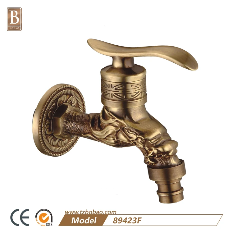 
European Style Royal Wall Mounted Antique Brass Bibcock Wash Machine Water Tap 