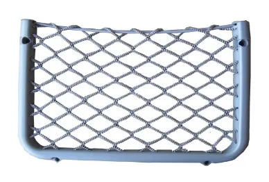 Plastic magazine net for passenger bus seat assembly