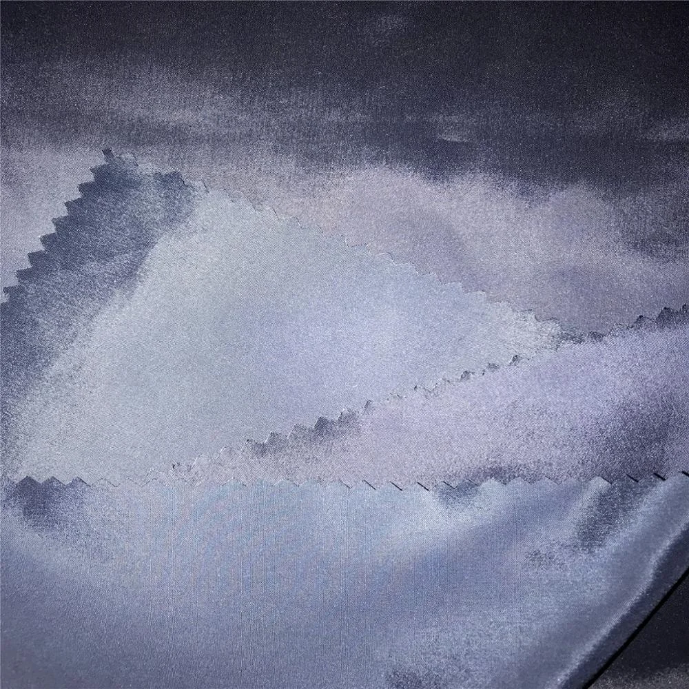 Semi Recycled fabric with certification and hanger /50D*30D+20DSP 100%Polyester soft and shiny fabric for garments