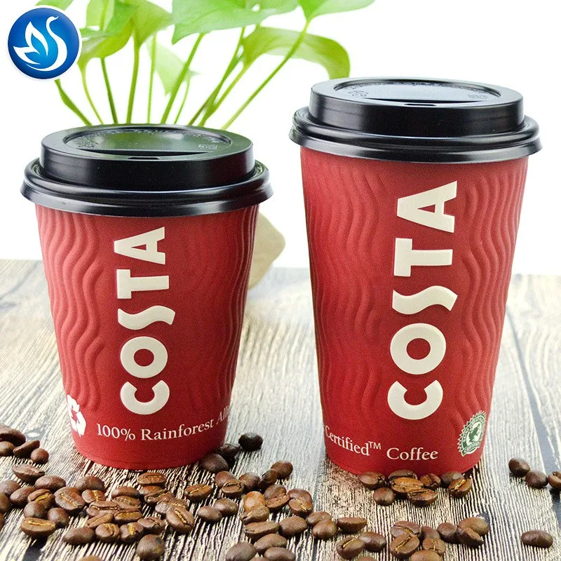 Wholesale 8oz 12oz 16oz Insulated Red double Ripple Wall Paper Coffee Cups