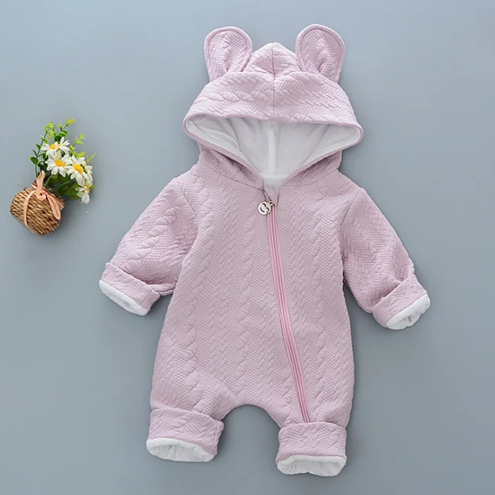 
YY10044A Infant children romper 0-1 year old baby bunny rabbit ears with an inclined zipper jumpsuit 