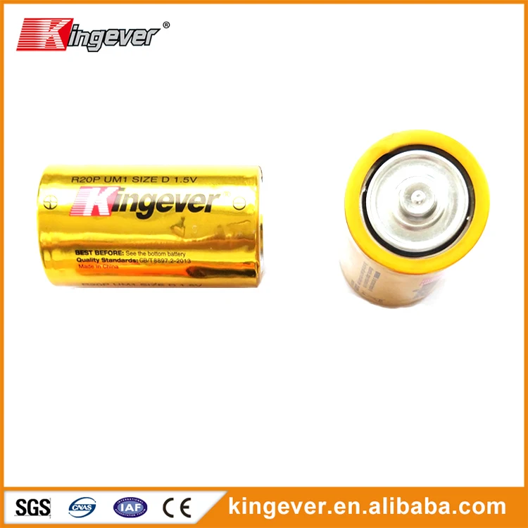 Kingever power battery r20 d size dry cell 1.5v batteries for torch lights