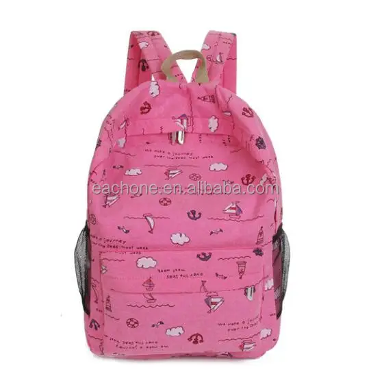
canvas all over printing backpack school bag girl 