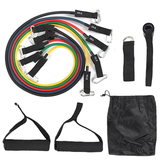 RTS Wholesale 100lbs TPE Elastic Fitness Workout Pull Up Whole Body Long 11Pcs Resistance Bands Set