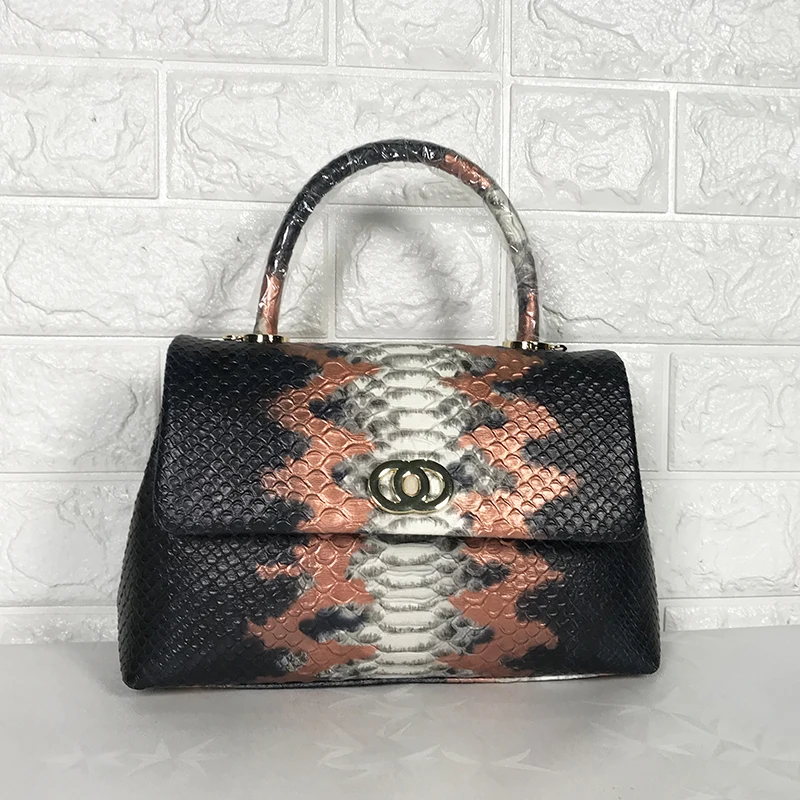 
MOQ 1 PCS 2019 Ladies brand name hand Bags Handbags designer women shoulder bags fashion Snake skin leather 