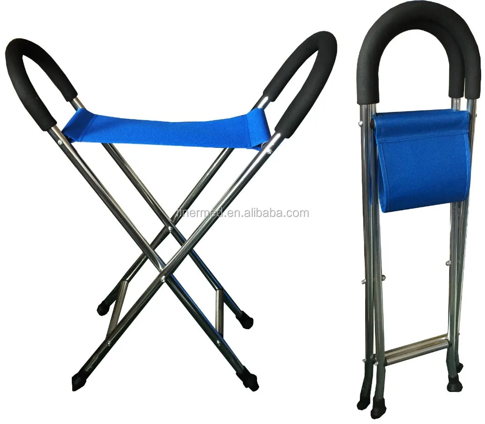 Folding Walking Cane Stick with Seat Stool