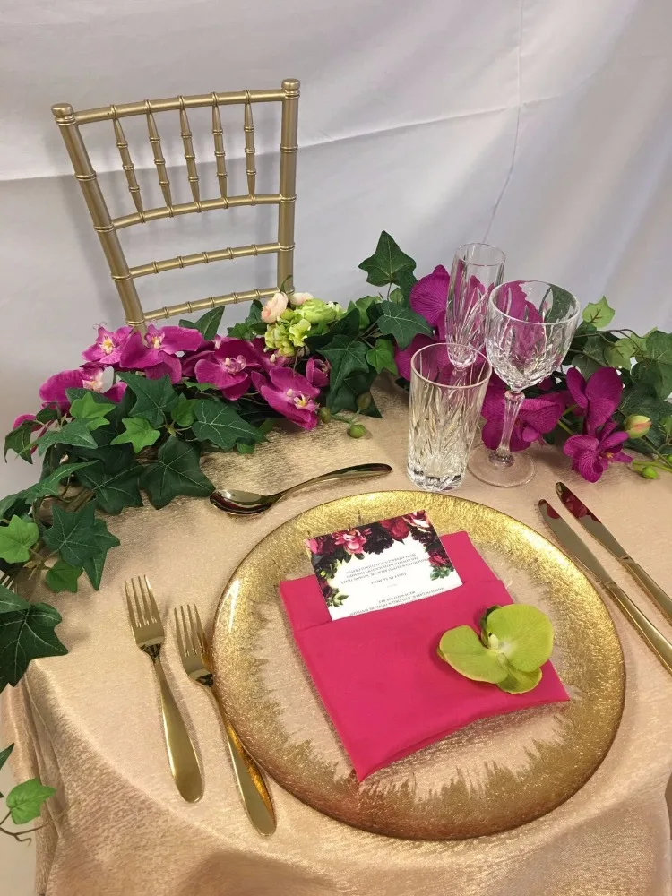 PZ38850 wholesale glass gold foil wedding charger plates