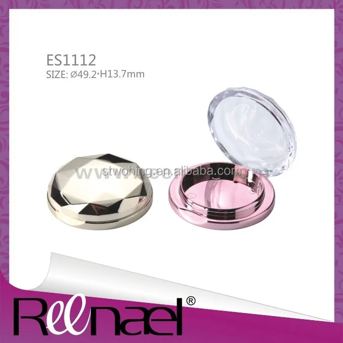 Small hinged plastic case round shape boxes 36 mm eyeshadow containers with window