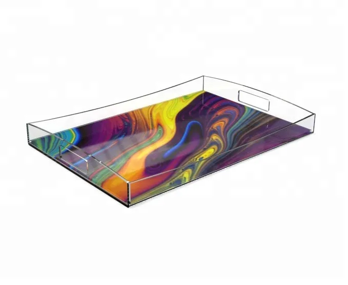 Wholesale Fast shipping top quality hotel supply Customized durable acrylic tray marble serving tray