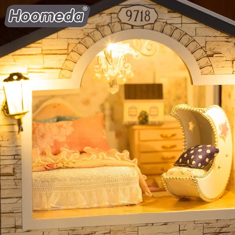 Лучшее качество современные детские деревянные игрушки развивающие Романтический Кукольный домик комплект