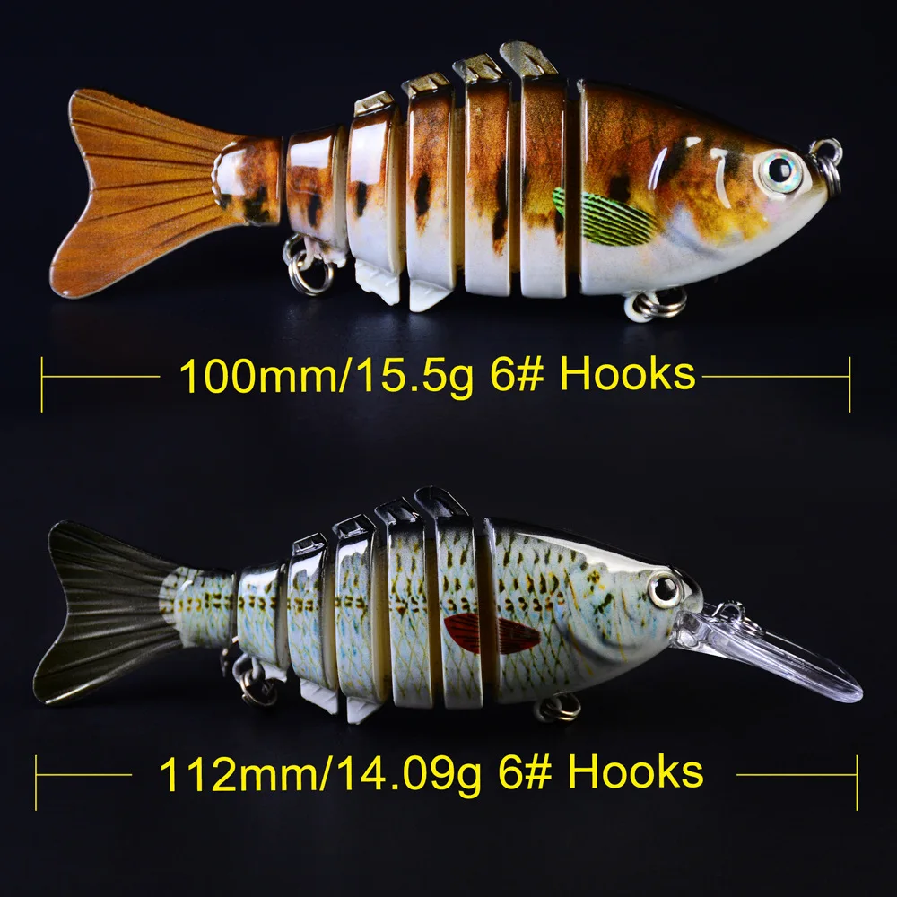 6PCS Pack Fishing Lure 7 Segment Lifelike Swimbait for Hard Body Swim 80-132.8mm Multi Jointed Fishing Lure Set