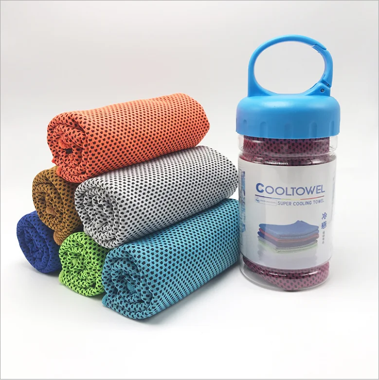 Custom logo instant Sports Mesh cooling towel in bottle