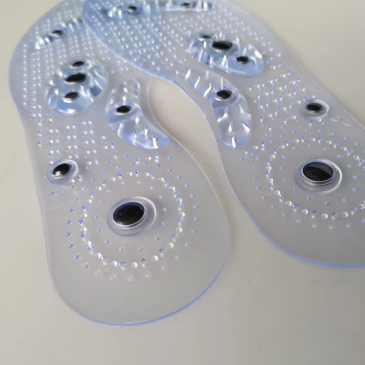 factory wholesale cuttable foot healthcare plantar faciitis breathable PVC acupuncture therapy massage magnetic insole flat feet