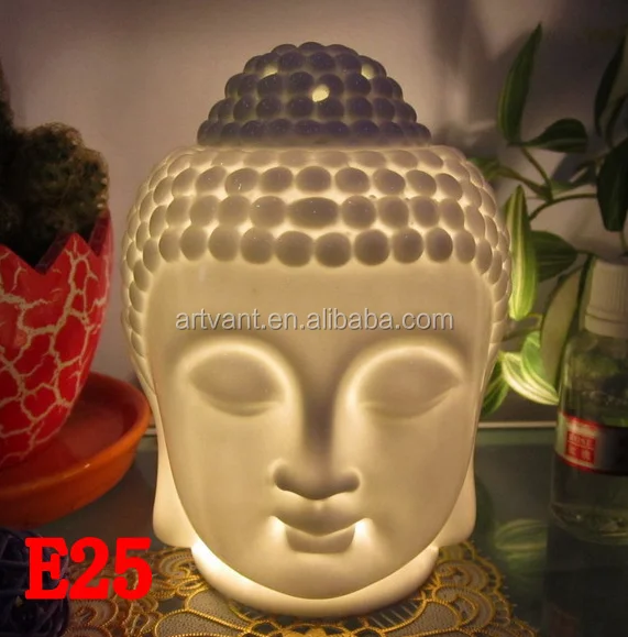 Big Buddha Head Furnace Ceremic Aromatherapy Essential Oil Burner Not Charged Candle Burner for Home Decoration