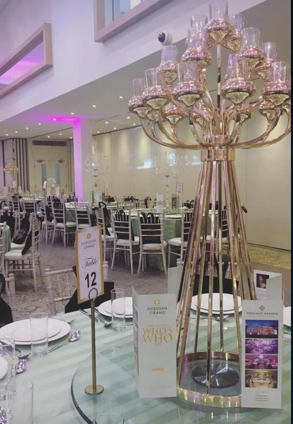 New ZT-398 unique 15 arms silver Metal wedding table candle stand