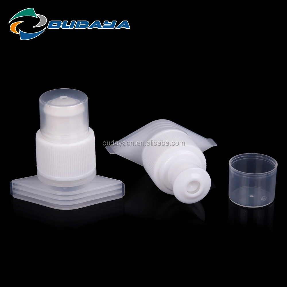 Hot sale 22mm push pull plastic spout with lid for stand up water bag