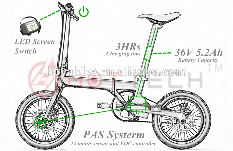 Hottech 14/16 Folding Electric Bike Launched Aluminum New 2018 Bicycle Lithium Battery Ce Rear Hub Motor Aluminum Alloy 