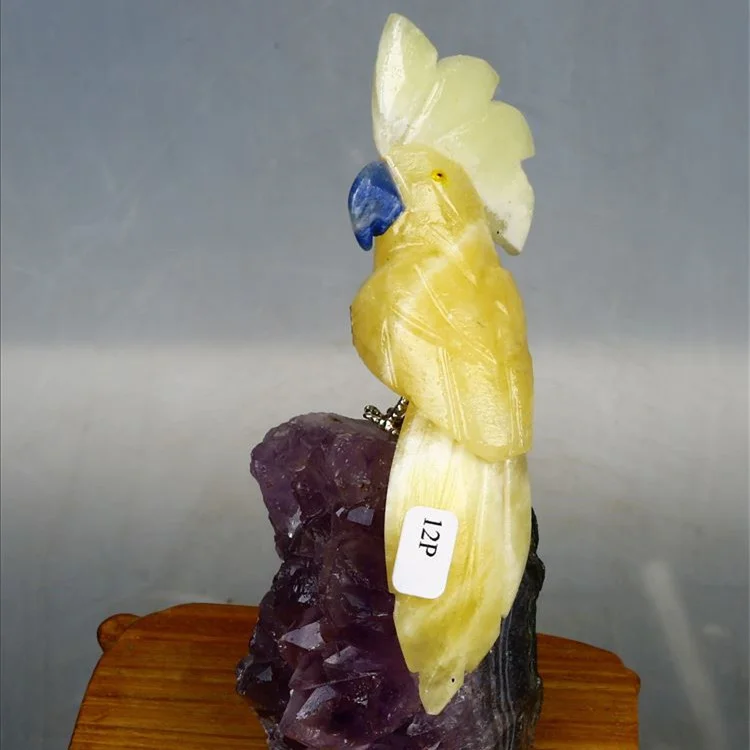 Natural Mineral Crystal Stone Carving Animals Birds Amethyst Cluster Crystal Crafts