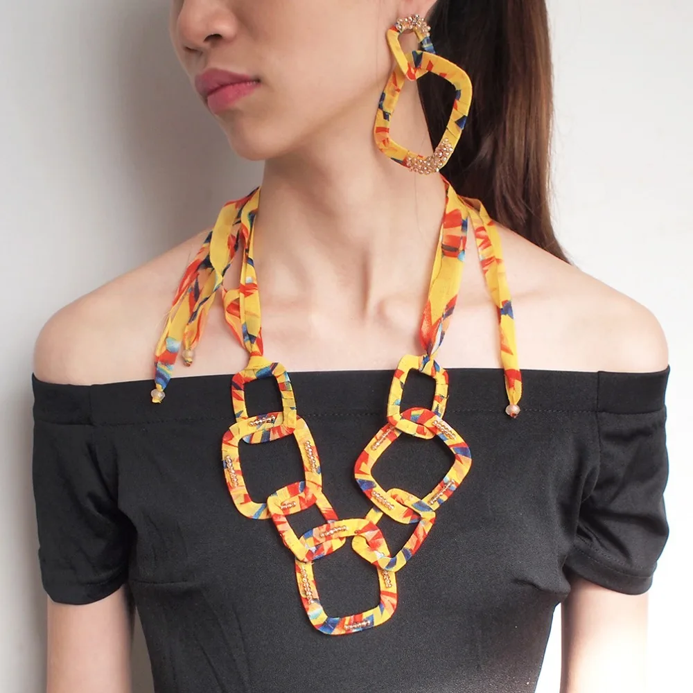 HANSIDON Unique Charm Blue Rhinestones Statement Jewelry Sets Women Gold Choker Necklace Bracelets Set Fashion Bangles Torques