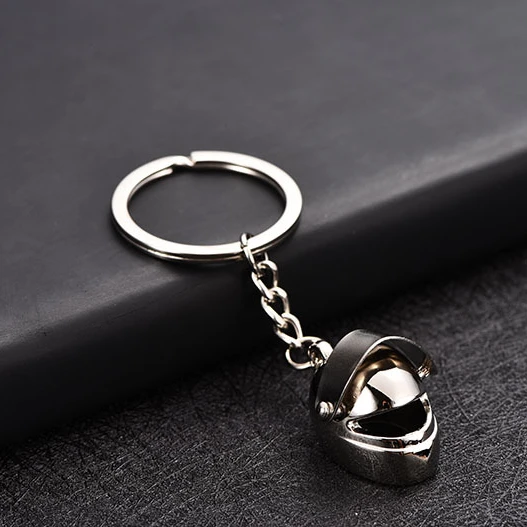 wholesale 4 colors  metal mini motorcycle drivers helmet keychain
