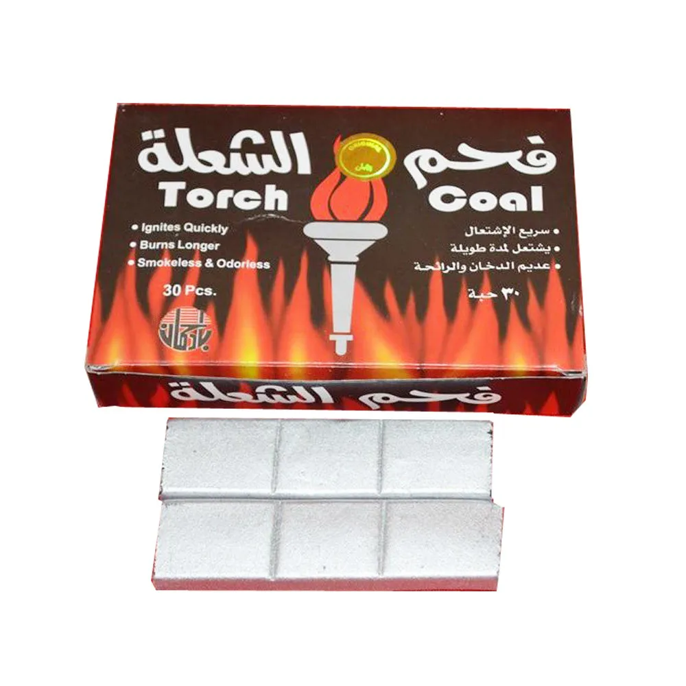 HQHS0060 HongQiang hot sale bamboo material shisha tablets silver hookah torch charcoal