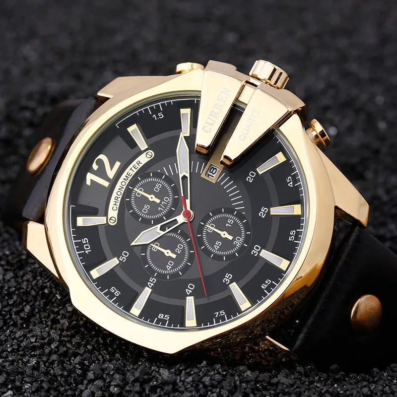 CURREN 8176 Men Watches 2019 Top Luxury Popular Big Dial Brand Watch Quartz Gold Watches Men Relogio