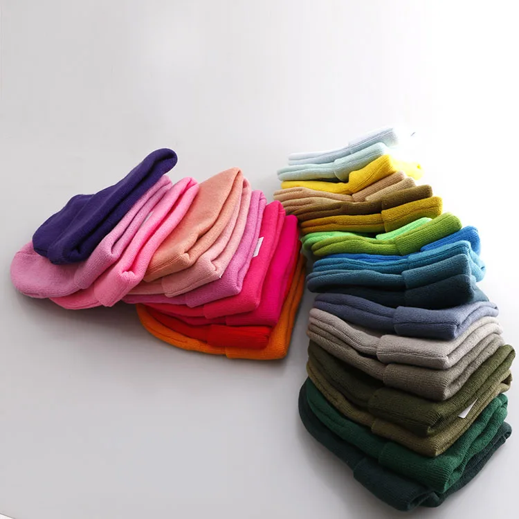 New Design Cotton Man Knitted Beanie Hat And Cap With Woven Label