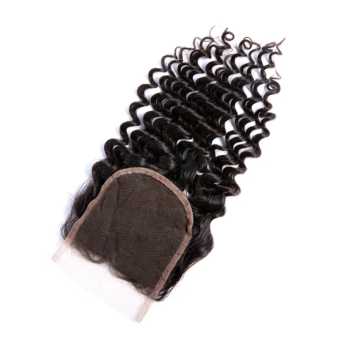 
GS hair deep curly human hair deep curly silk base closure with baby hair 