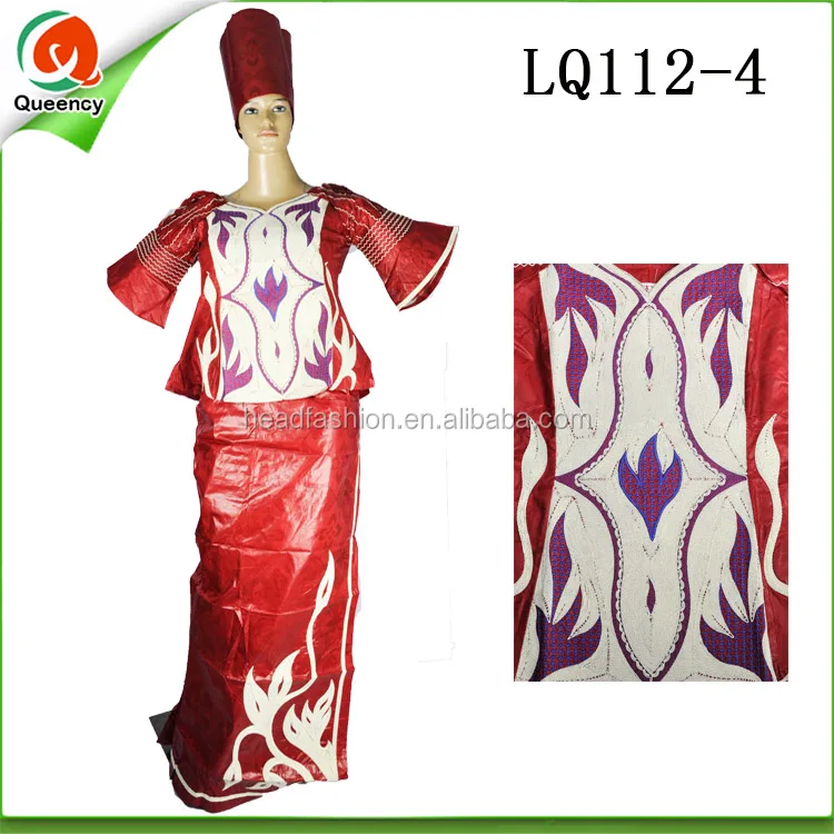 african bazin embroidery dress traditional women wear LQ112-3