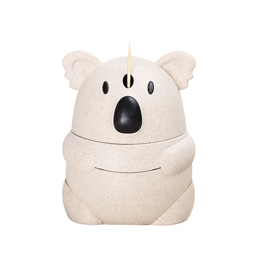 Wheat straw funny creative cute koala container plastic automatic toothpick holder