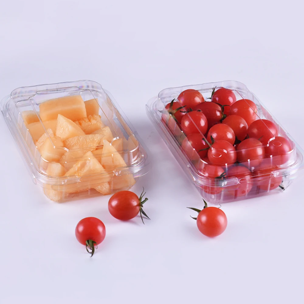 Прозрачный пластиковый RPET/PET одноразовый салат 300 г прямоугольный контейнер с крышкой коробка для фруктов