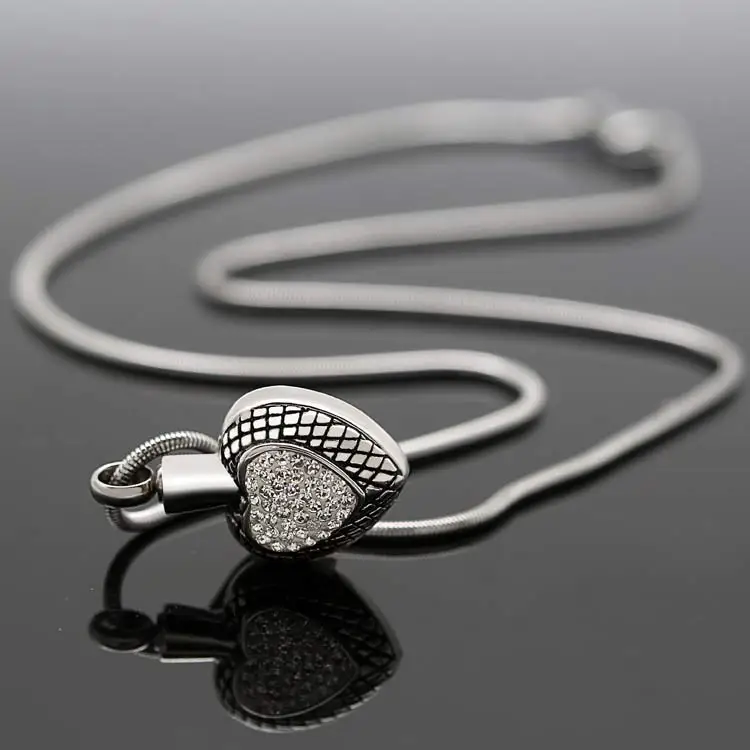 Cremation Necklace for Ashes Vintage Stainless Steel Heart Keepsake Urn Pendants Memorial HeartJewelry