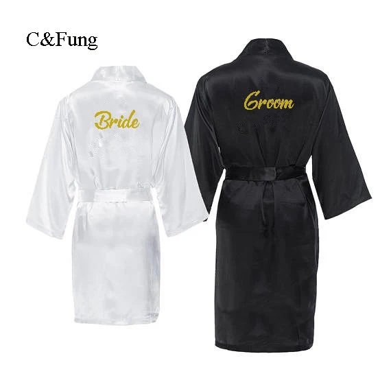 
C&Fung personalized Groom Robes monogrammed bride and groom robe couples wedding matching gift his & hers robes 