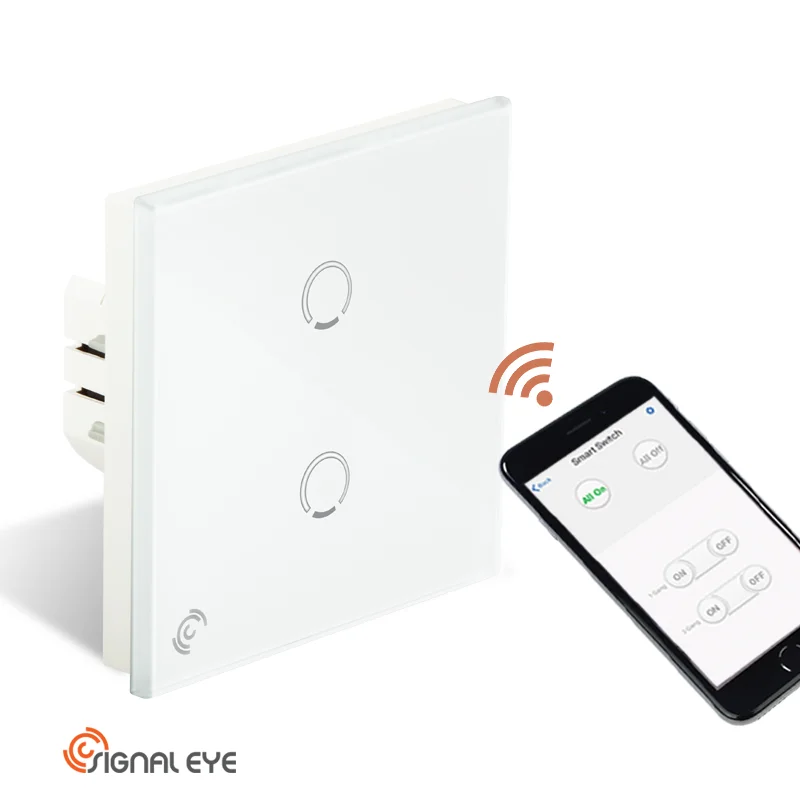 Smart Touch Light Switch with Tempered Glass panel 2 Gang Smart Switch